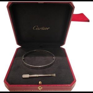 Auth. Cartier Love Bracelet White Gold sz 18 cert